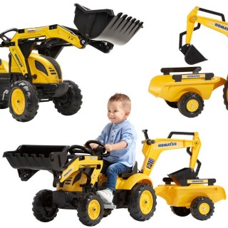 Minamas traktorius | Komatsu su ekskavatoriumi ir priekaba | Falk 2076N