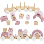 Medinis traukinukas su kaladėlėmis | Rožinis PolarB | Viga 44269