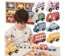 Medinių mašinėlių rinkinys | Miesto transportas 9 vnt. | Viga 44281 Medinių mašinėlių rinkinys | Miesto transportas 9 vnt. | Viga 44281