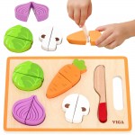 Medinė pjaustymo dėlionė | Montessori daržovės | VIGA 44790