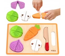 Medinė pjaustymo dėlionė | Montessori daržovės | VIGA 44790