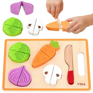 Medinė pjaustymo dėlionė | Montessori daržovės | VIGA 44790