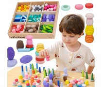 Medinės kaladėlės | Gamtos lobiai 141 el. | Montesori | VIGA 44818 Medinės kaladėlės | Gamtos lobiai 141 el. | Montesori | VIGA 44818