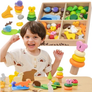 Medinės kaladėlės | Spalvotos miško pasakos | Montessori | Viga 44819 Medinės kaladėlės | Spalvotos miško pasakos | Montessori | Viga 44819