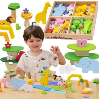 Medinės kaladėlės | Spalvotos tropikų pasakos, 55 vnt. | VIGA 44820 Medinės kaladėlės | Spalvotos tropikų pasakos, 55 vnt. | VIGA 44820