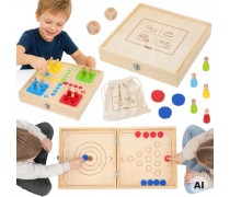 Medinis stalo žaidimas 4 viename | Sling Puck, kerlingas, boulingas, Ludo | VIGA 44853 Medinis stalo žaidimas 4 viename | Sling Puck, kerlingas, boulingas, Ludo | VIGA 44853