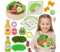 Medinis žaislinis salotų gaminimo rinkinys | 35 dalys | Viga 44856 Medinis žaislinis salotų gaminimo rinkinys | 35 dalys | Viga 44856