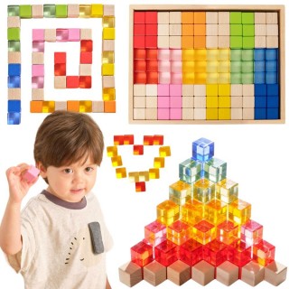 Medinės sensorinės kaladėlės | skaidrios, spalvotos, Montessori | Viga 44888 Medinės sensorinės kaladėlės | skaidrios, spalvotos, Montessori | Viga 44888