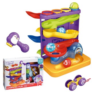 Kamuoliukų trasa ir mašinėlių nusileidimo takas | 3in1 su plaktuku | Woopie 45050