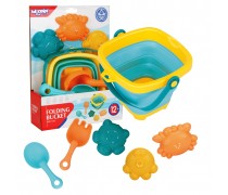 Sulankstomas silikoninis kibirėlis su smėlio žaislais | Mėlynas | Woopie 46101