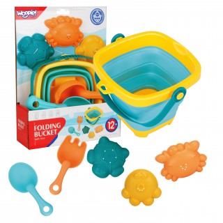 Sulankstomas silikoninis kibirėlis su smėlio žaislais | Mėlynas | Woopie 46101