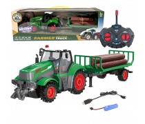 Nuotoliniu būdu valdomas traktorius | su priekaba ir LED šviesomis 1:24 | Woopie 49256