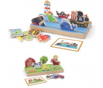 Lavinamoji medinė dėlionė atstumų mokymuisi | 2in1 ūkis ir jūra | Viga 50183N