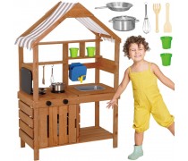 Medinė lauko virtuvėlė | su stogeliu ir vandens kranu | WOOPIE 503460