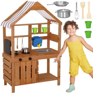 Medinė lauko virtuvėlė | su stogeliu ir vandens kranu | WOOPIE 503460 Medinė lauko virtuvėlė | su stogeliu ir vandens kranu | WOOPIE 503460