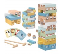 Medinis vikrumo žaidimas | Griūvantis bokštas su gyvūnais 3in1 | Woopie Green 51824