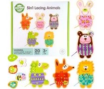 Medinė varstymo dėlionė | 5in1 Gyvūnai | Woopie Green 52753