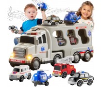 Didelis žaislinis sunkvežimis-tralas | gelbėtojų rinkinys su šviesos ir garso efektais | Woopie 52920 Didelis žaislinis sunkvežimis-tralas | gelbėtojų rinkinys su šviesos ir garso efektais | Woopie 52920