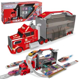 Žaislinis sunkvežimis ir lenktynių trasa | su garažu ir mašinėlėmis | Woopie 53231