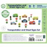 Medinių transporto priemonių ir kelio ženklų rinkinys | 15 dalių | Woopie Green 53521