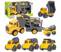 Statybinių mašinų rinkinys | Sunkvežimis autovežis 4 viename | Woopie 53934