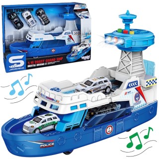 Žaislinis policijos laivas | Interaktyvus patrulinis laivas su 3 automobiliais | Woopie 54054