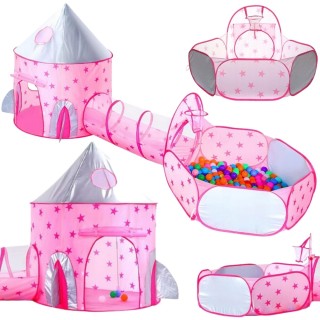 Žaidimų palapinė 3in1 | Princesės pilis XXL su tuneliu ir baseinu | Woopie 54412