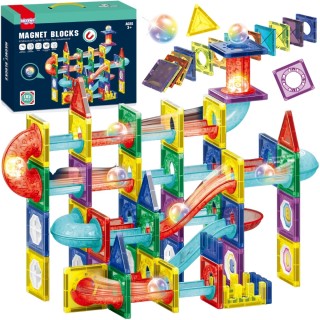 Magnetinis konstruktorius | Kamuoliukų trasa | 3D edukacinis 105 vnt. | WOOPIE 54849