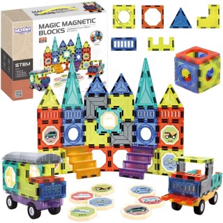 Magnetinis konstruktorius 3D | Pilis ir transporto priemonės | WOOPIE 54870