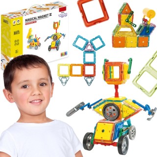 Magnetinis konstruktorius | 3D transporto priemonės 80 vnt. | WOOPIE 55051