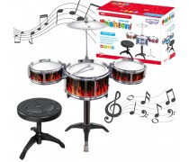 Edukacinis būgnų rinkinys | juodas su liepsnomis | WOOPIE 55082