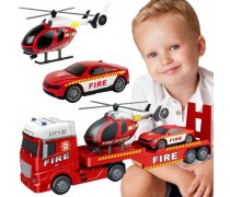 Gaisrinės mašinų rinkinys | Tralas su sraigtasparniu, garsais ir šviesomis | Woopie 55341 Gaisrinės mašinų rinkinys | Tralas su sraigtasparniu, garsais ir šviesomis | Woopie 55341
