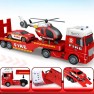 Gaisrinės mašinų rinkinys | Tralas su sraigtasparniu, garsais ir šviesomis | Woopie 55341
