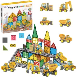 Magnetinės kaladėlės | Su statybine technika | Woopie 55822