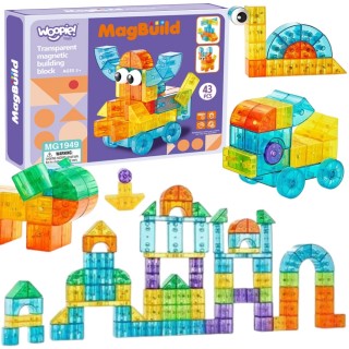 Magnetinis konstruktorius | Permatomos kaladėlės, 43 vnt. | Woopie 55884