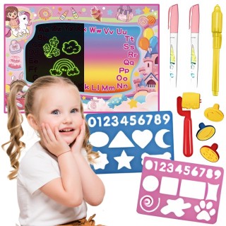 Vandens piešimo kilimėlis | 2in1 šviečiantis tamsoje XXL 100x70 cm | Woopie 56096