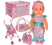 Lėlė kūdikis | Vežimėlis su priedais | ROYAL su garsais  | WOOPIE 56331