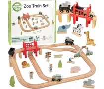 Medinė traukinių trasa | ZOO XL rinkinys 60 dalių | WOOPIE GREEN 56423
