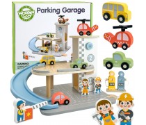 Medinė automobilių stovėjimo aikštelė 2in1 | Daugiaaukštė su degaline | WOOPIE 564470