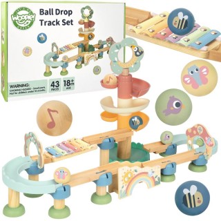 Medinė kamuoliukų trasa | su ksilofonu GREEN | WOOPIE 56461 Medinė kamuoliukų trasa | su ksilofonu GREEN | WOOPIE 56461