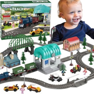 Elektrinis traukinukas | XXL Miestelis 100 detalių | Woopie 57451