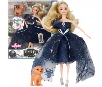 Lėlė | Emi su šuniuku ir tamsiai mėlyna suknele | Woopie 57550