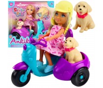 Lėlė su motoroleriu ir šuniuku | Su priekaba | Woopie Royal 57697