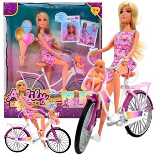 Lėlė su dviračiu ir kūdikiu | Lily Royal Rinkinys | Woopie 57703