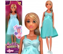Lėlė besilaukianti mama Lily | Su kūdikiu pilve ir žydra suknele | Woopie 57734