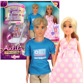 Lėlių rinkinys šeima | Nėščia mama su vežimėliu ir priedais | Woopie 57758