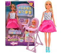 Lėlė su kūdikiu ir maitinimo kėdute | Lily su priedais | Woopie Royal 57765