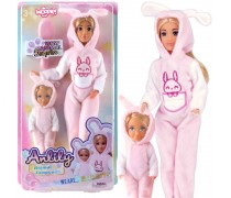 Lėlių rinkinys | Mama ir vaikas rožiniais zuikučio kostiumais | Woopie 58014