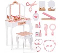 Medinis kosmetinis staliukas | Su veidrodžiu ir priedais | Woopie Green 58243