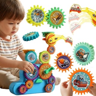 Interaktyvios konstravimo kaladėlės su krumpliaračiais | 18 detalių | WOOPIE 58472